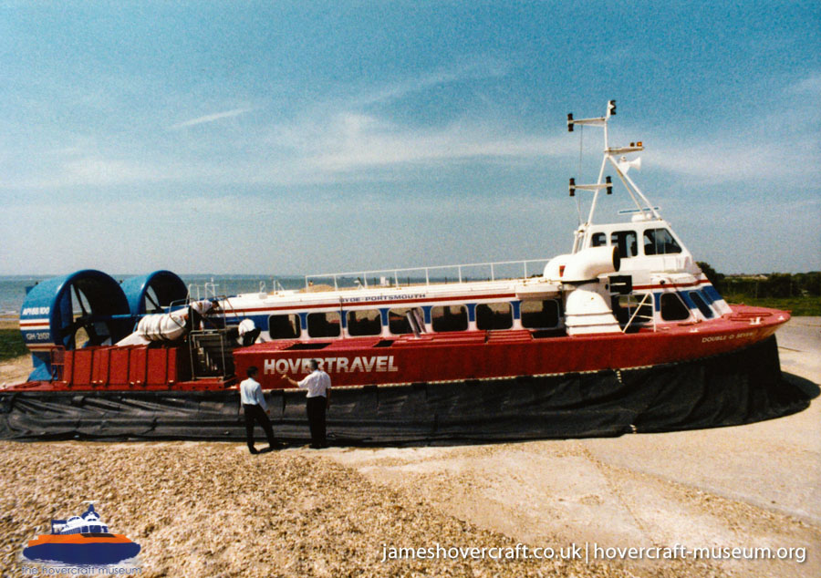 AP1-88 hovercraft with Hovertravel -  (credit: The <a href='http://www.hovercraft-museum.org/' target='_blank'>Hovercraft Museum Trust</a>).